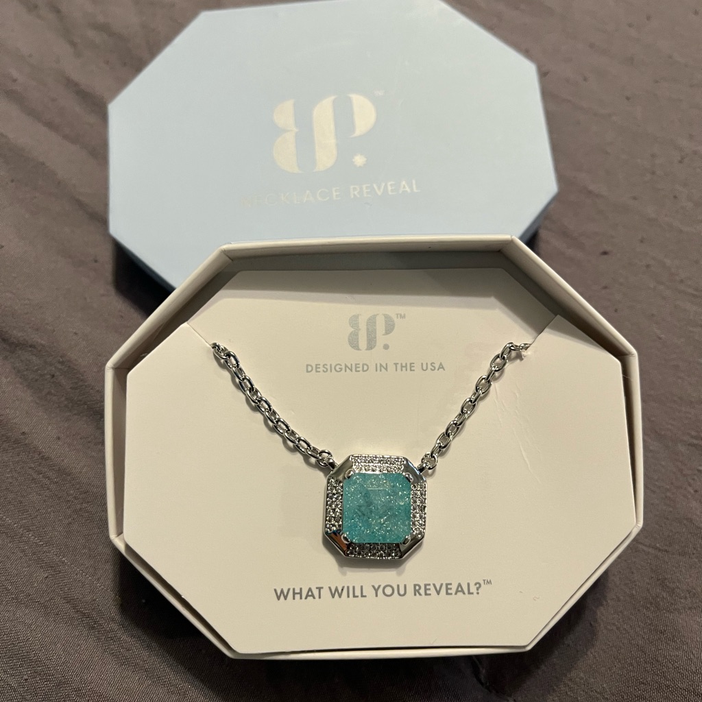 Bp Sparkiling Blue Topaz Ice Crystal Necklace With Rhodium Chain 22$